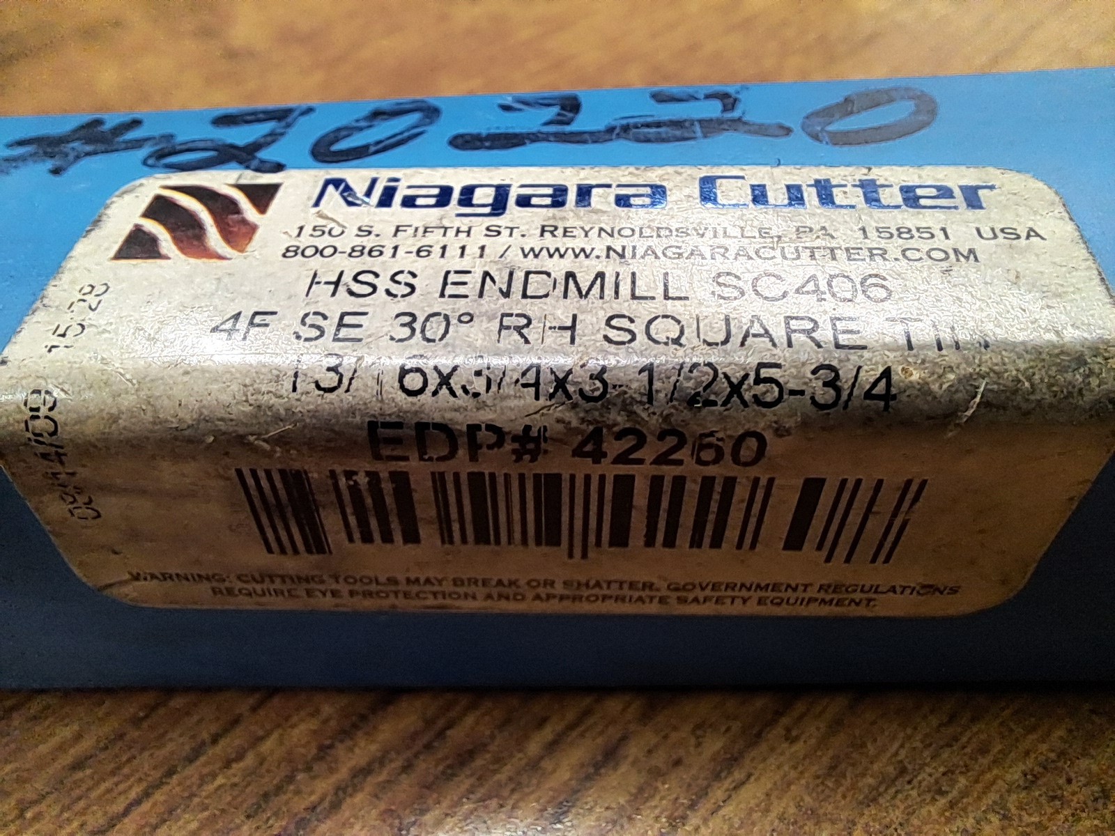 Niagara Cutter 13/16 HSS End Mill 4F 30° RH 5/8 Shank USA