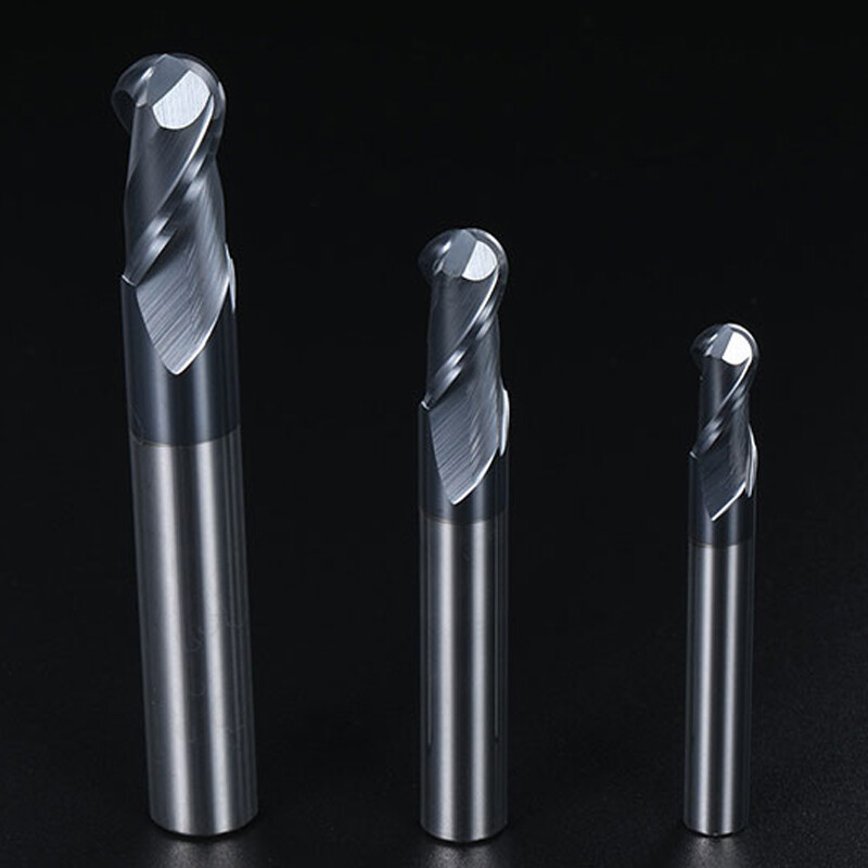 Radiu R0.9-9mm Solid Carbide 2 Flute Ball Nose End Mill TiAlN Coated Slot Drill