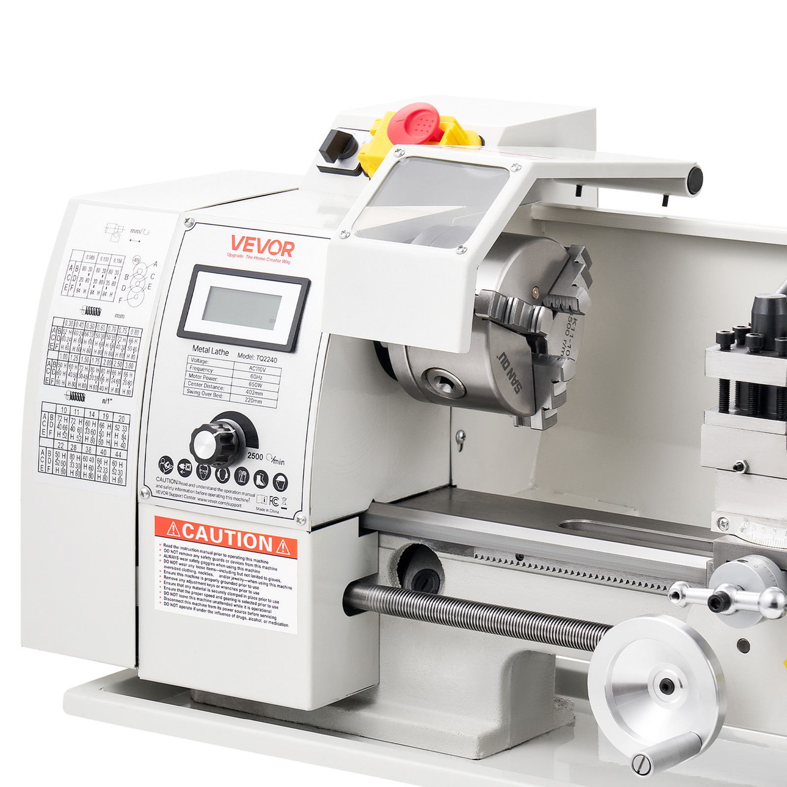 VEVOR Metal Lathe 8×16 in 650W Benchtop Lathe Machine Variable Speed 0-2500 RPM