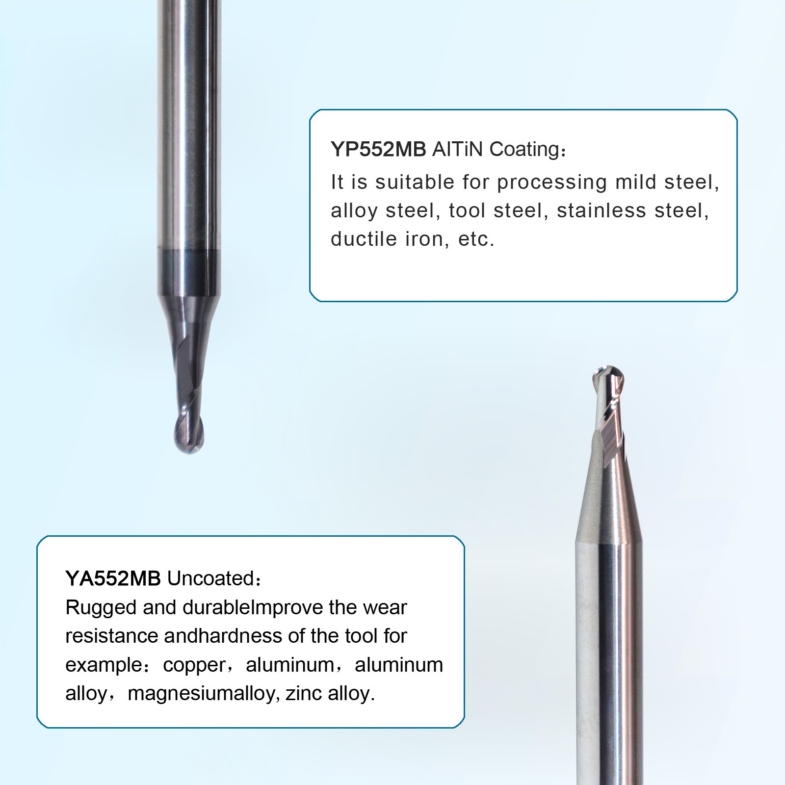 1PCS Solid Carbide Micro Ball End Mill R0.15-R0.95 CNC Engraving HRC60 Coated