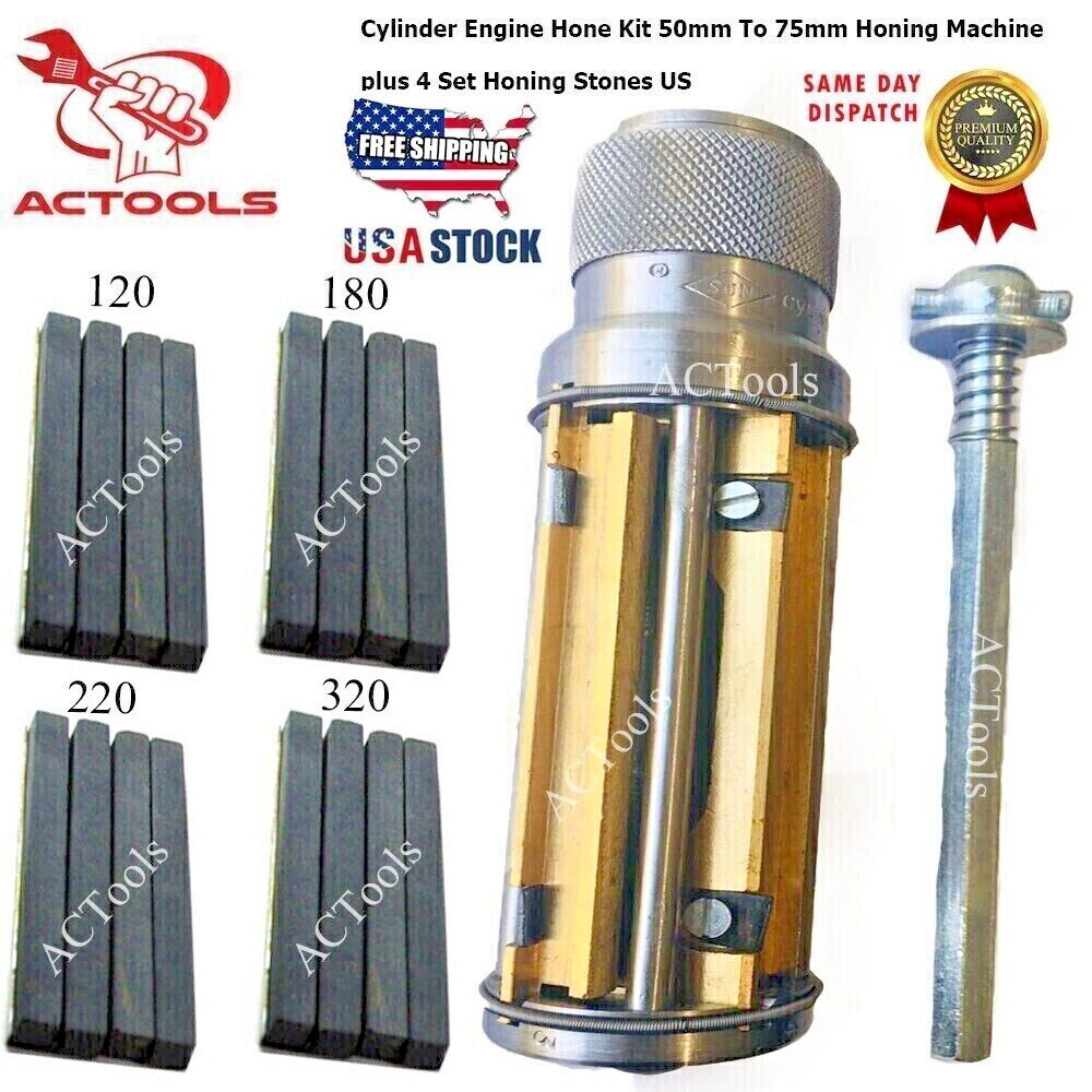 Cylinder Engine Hone Kit 50mm To 75mm Honing Machine plus 4 Set Honing Stones