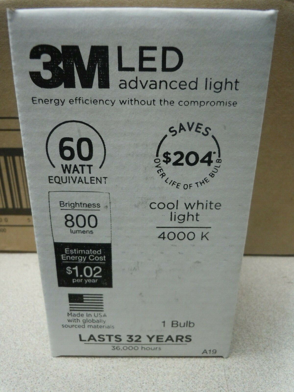 3M RCA19B4 Commercial Dimmable LED Lamp 8.5 W 120 V E26 LED Lamp 800 lumens 8 pk