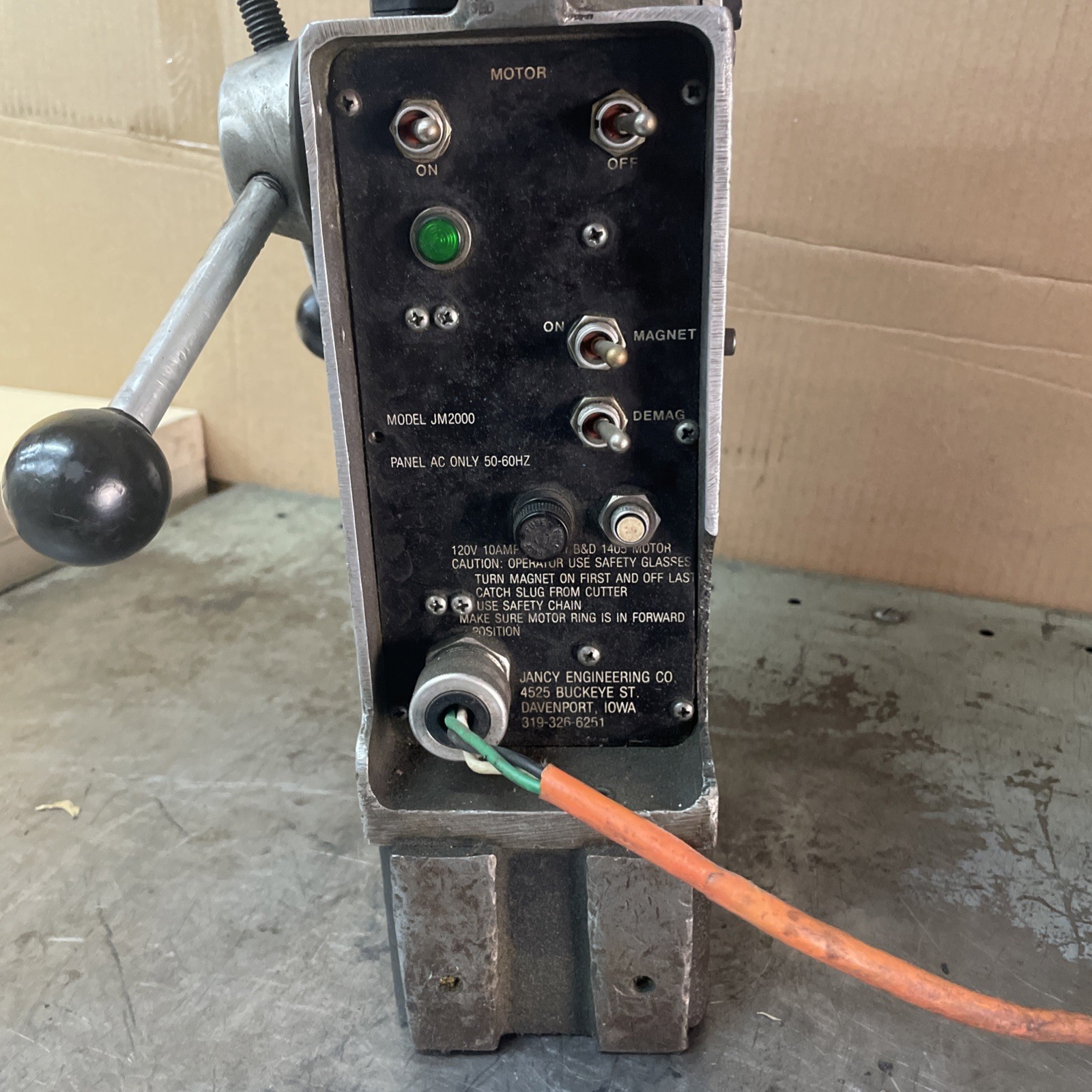 Jancy Slugger Magnetic Base Drill JM2000 With 3/4” Jacobs Chuck Demag Mode READ