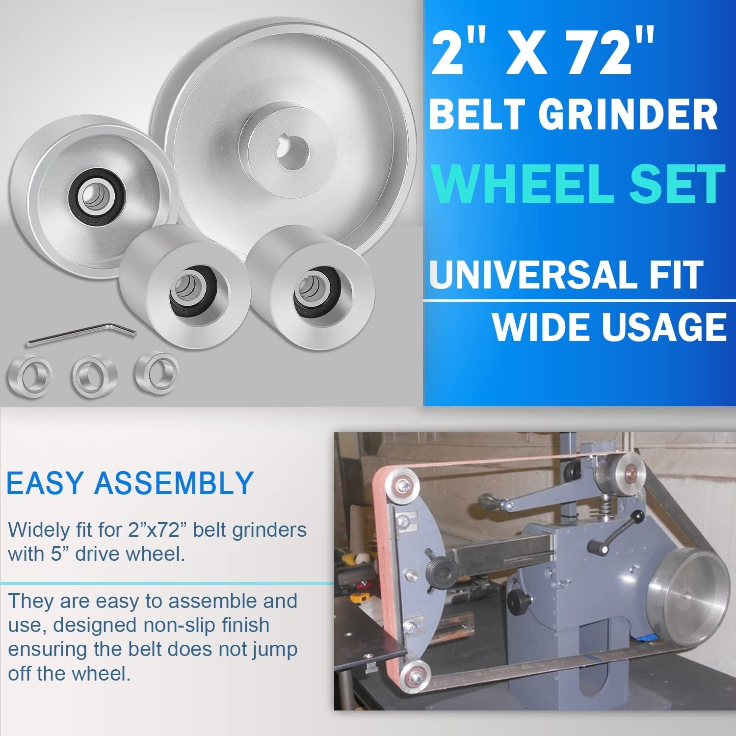Belt Grinder 2×72 Wheel Set For Knife Grinder with Drive Idler,Tracking Wheel