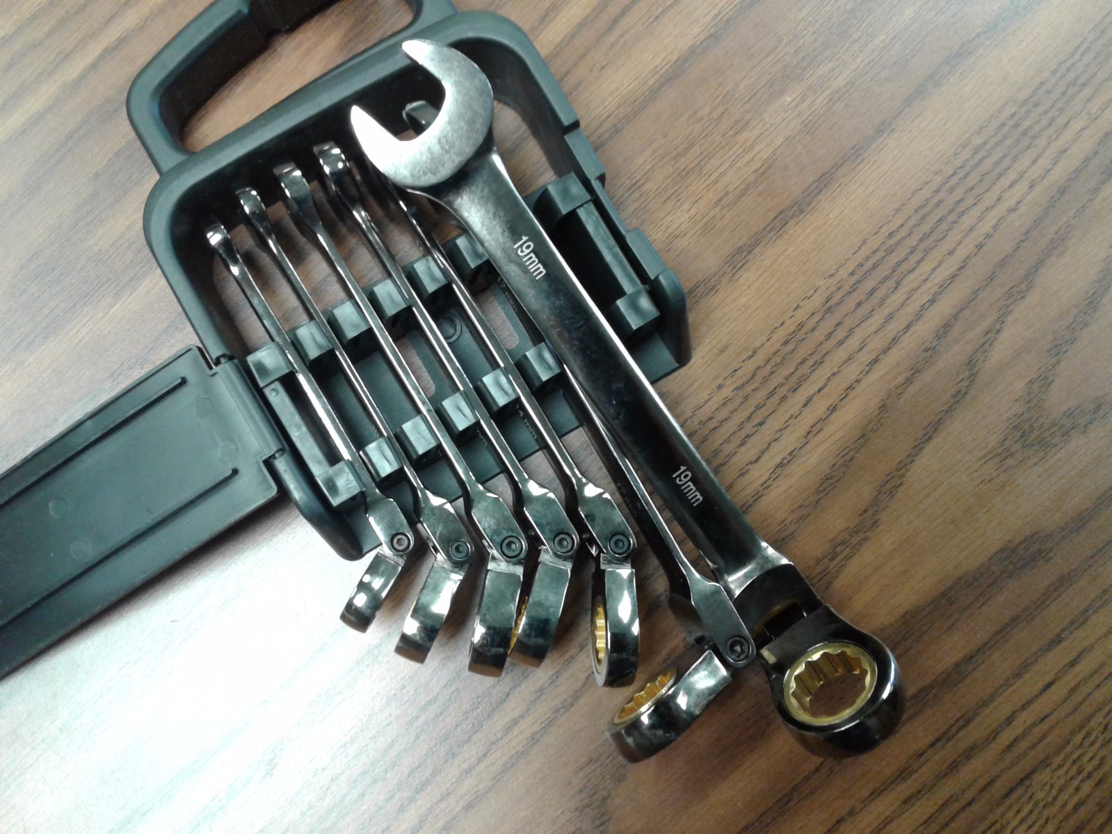 7 pcs metric Ratchet Spanner, Ratchet Wrench Set, 8 to 19mm, chromium, RS-MM-7