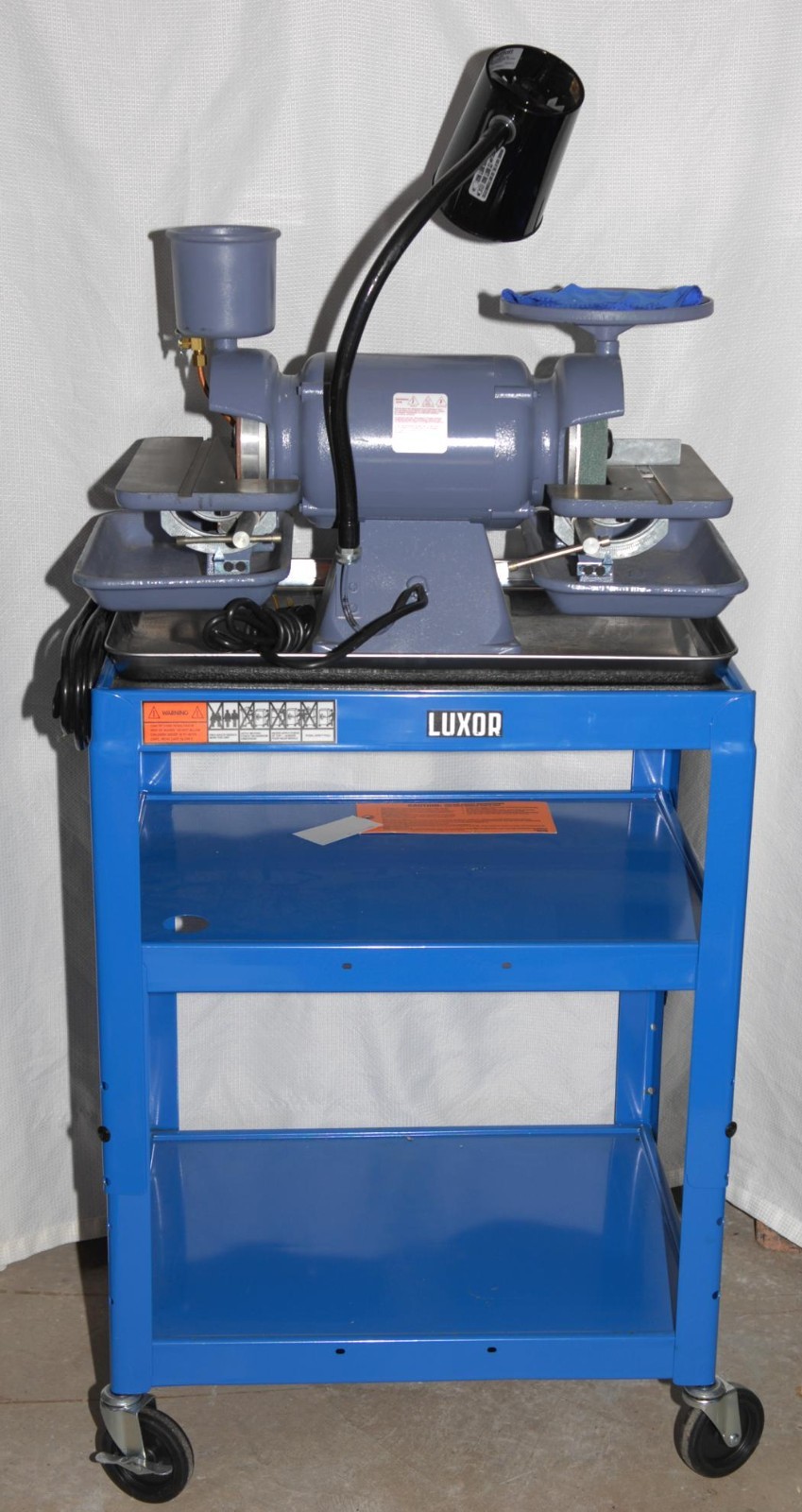 BALDOR No. 522 3600RPM 1/2HP 1PH 6″ DIAMOND WHEEL GRINDER w/ WHEELS & STAND-NICE