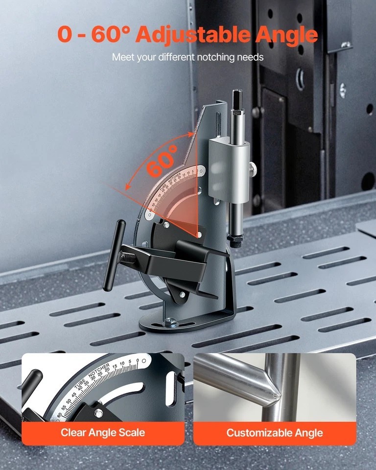 Pipe Notcher 1/2 to 2-inch Tubing Notcher with 0 to 60° Adjustable Angle
