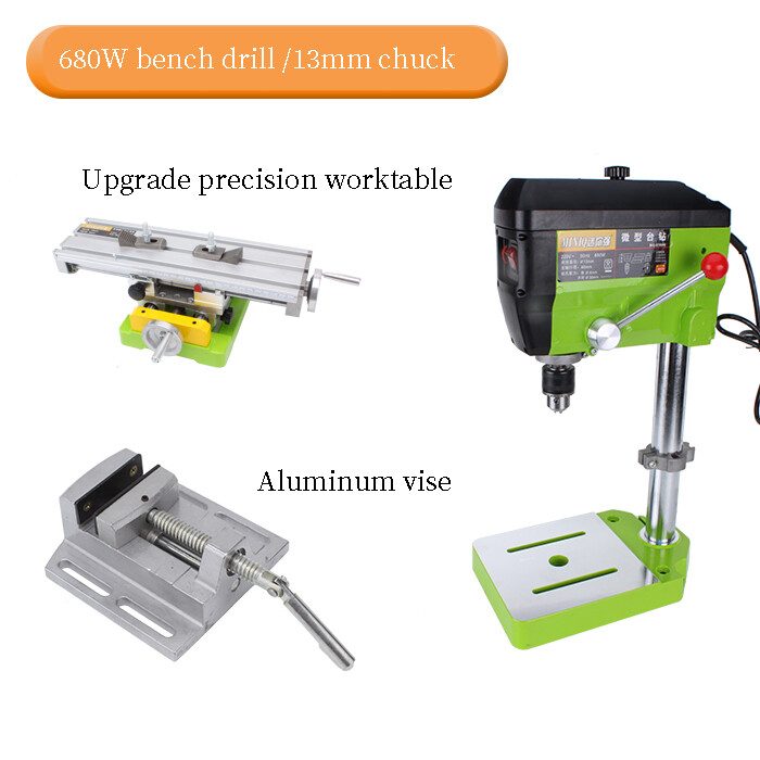 Mini High Speed Precision Bench Drill Drilling Milling Machine+Workbench+vice