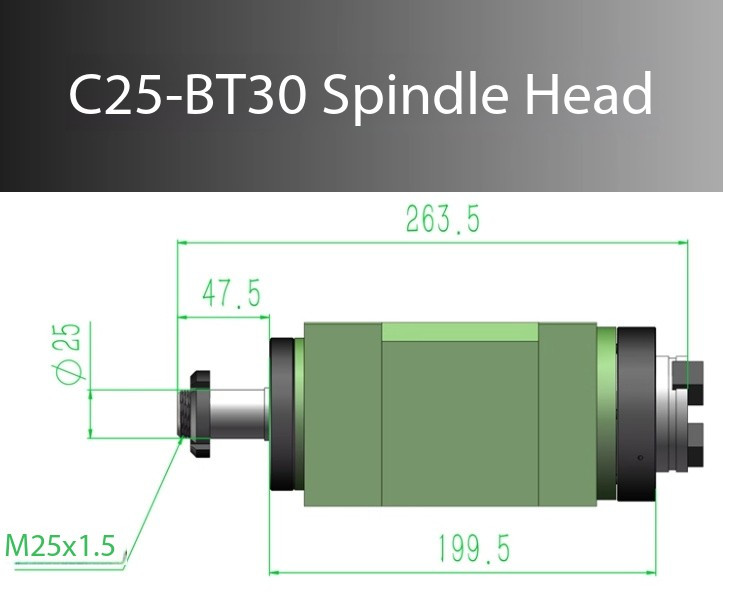 ER25 BT30 Morse Taper No. 3 Power Head High-Precision Spindle Mechanical CNC