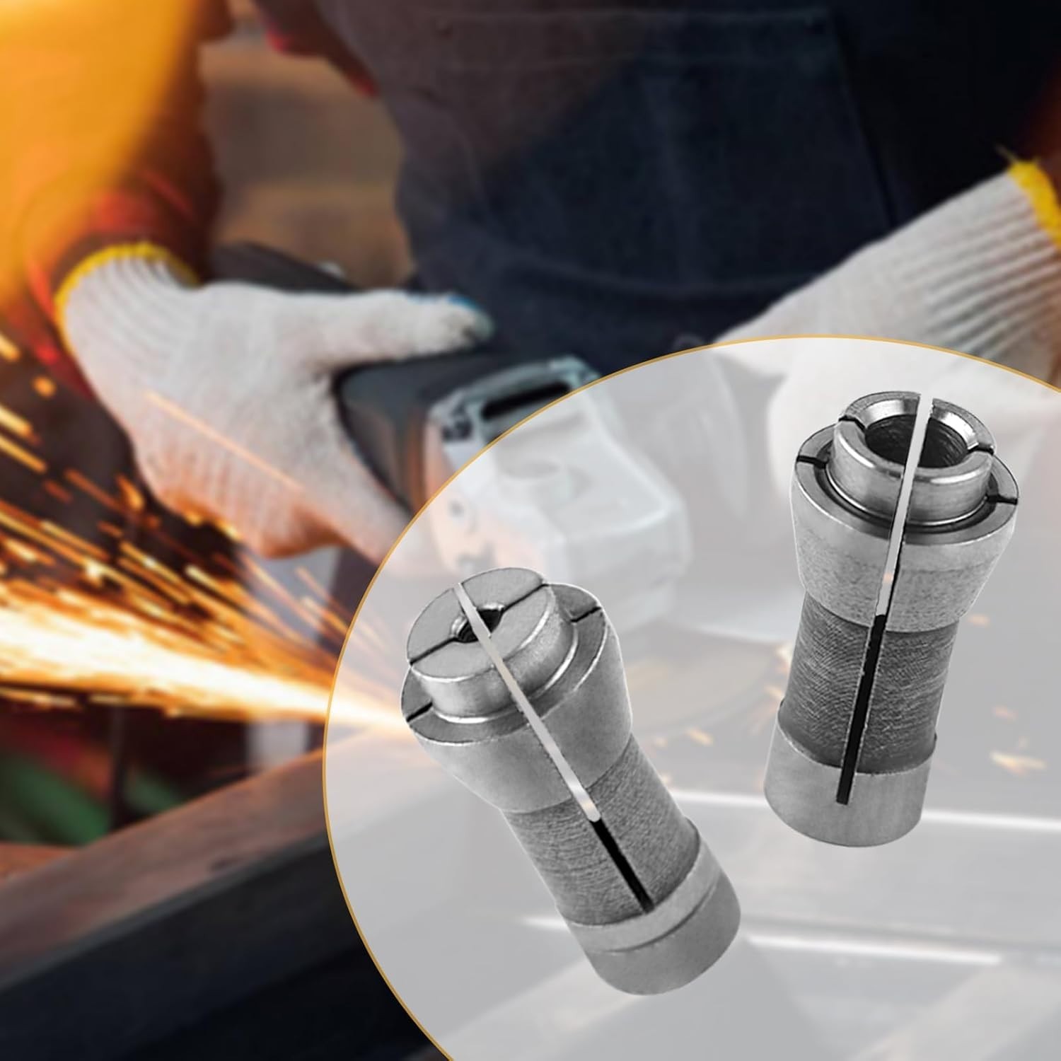 4 Pcs Die Grinder Collet Adapter Set for 1/4″ & 1/8″ Arbors – 3mm & 6mm Chucks