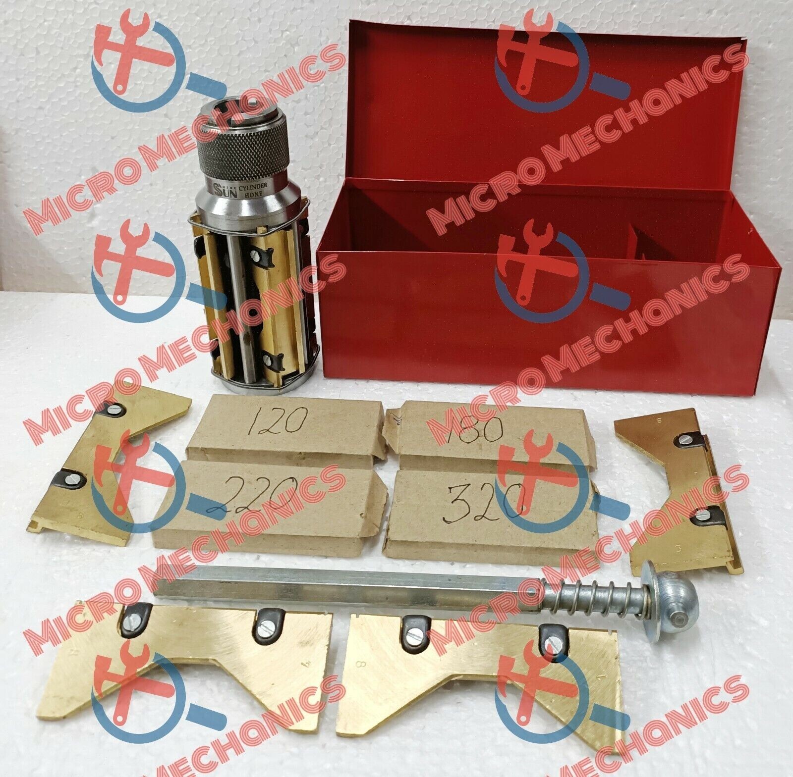 Engine Block Clyinder Hone Tool Expanding size 3.500″ to 6″ + 4 Set of Stones