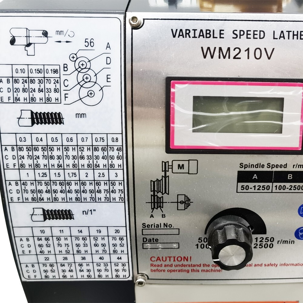 53.94*11.81″ Precision Long Metal Lathe WM210V Brushless Bench Lathe 110V 1100W
