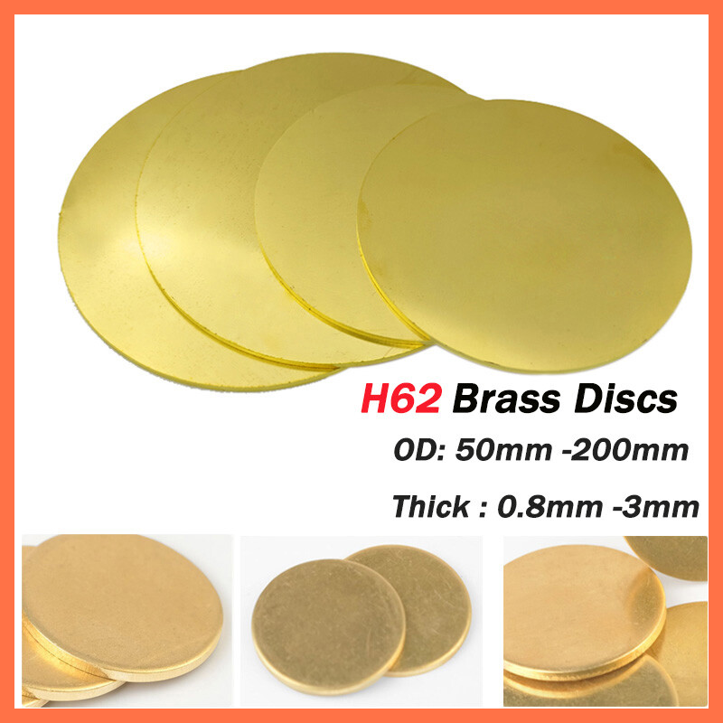 H62 Solid Brass Discs Blanks Metal Round Sheets OD 50mm-200mm Thick 0.8mm – 3mm
