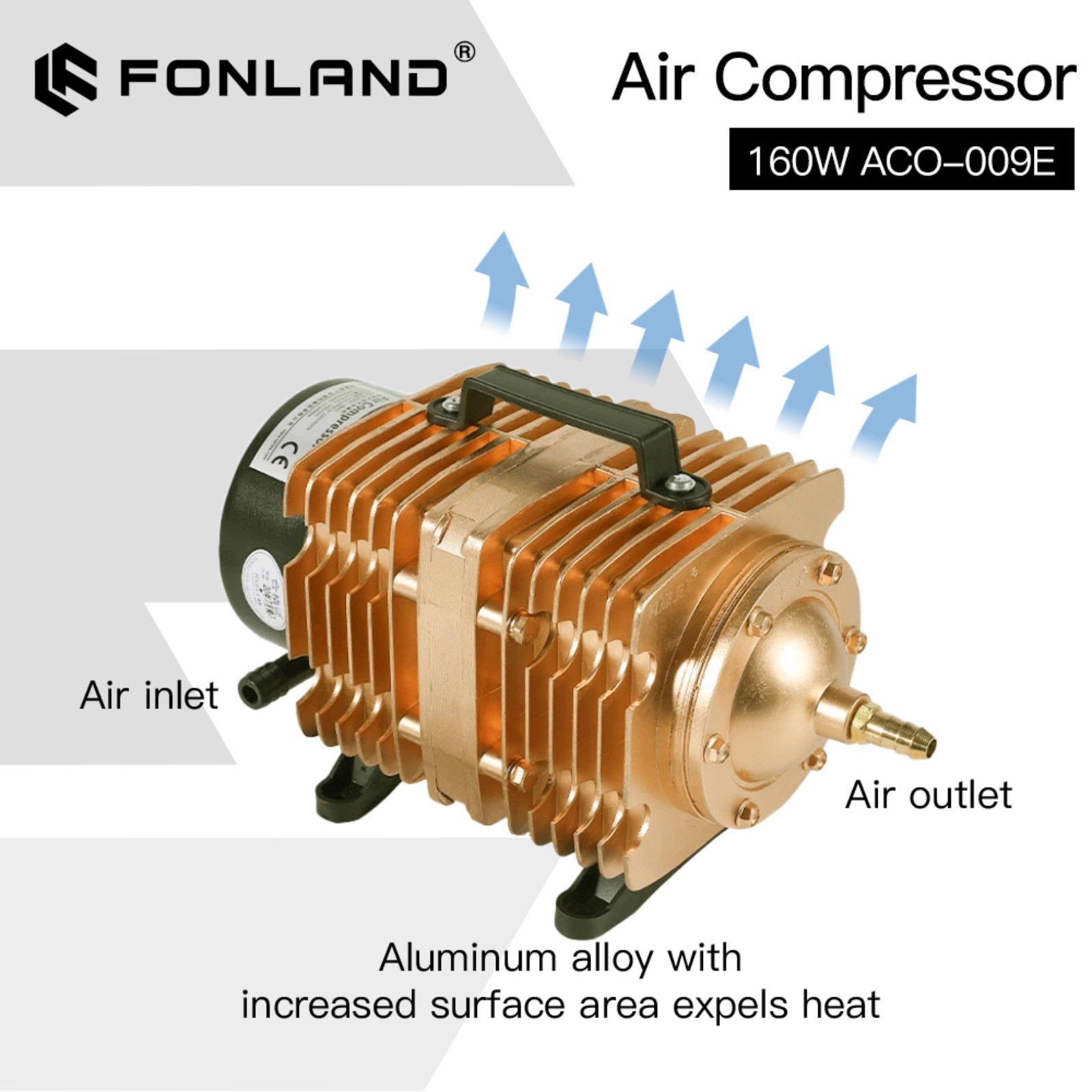 160W 220V/50HZ ACO-009E Air Compressor for CO2 Laser Engraving Cutting Machine