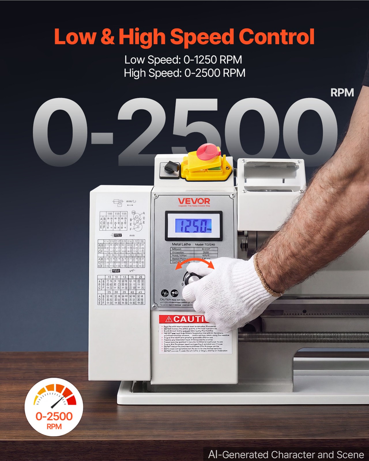VEVOR Metal Lathe 8×16 in 650W Benchtop Lathe Machine Variable Speed 0-2500 RPM