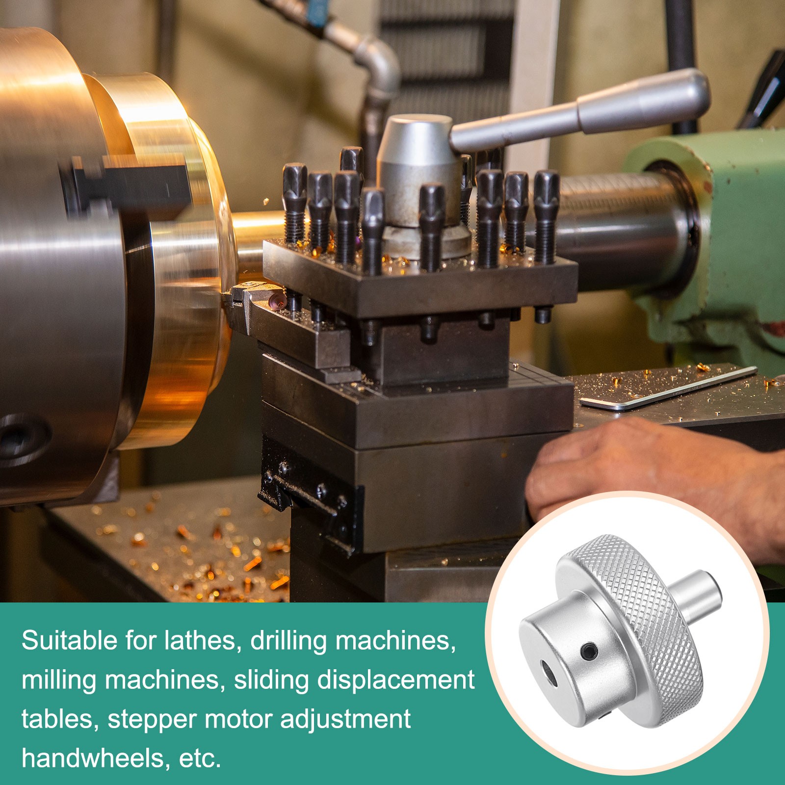 Aluminum Alloy Handwheel 40mm OD 5mm Bore with Rotate Handle for Lathe, Silver