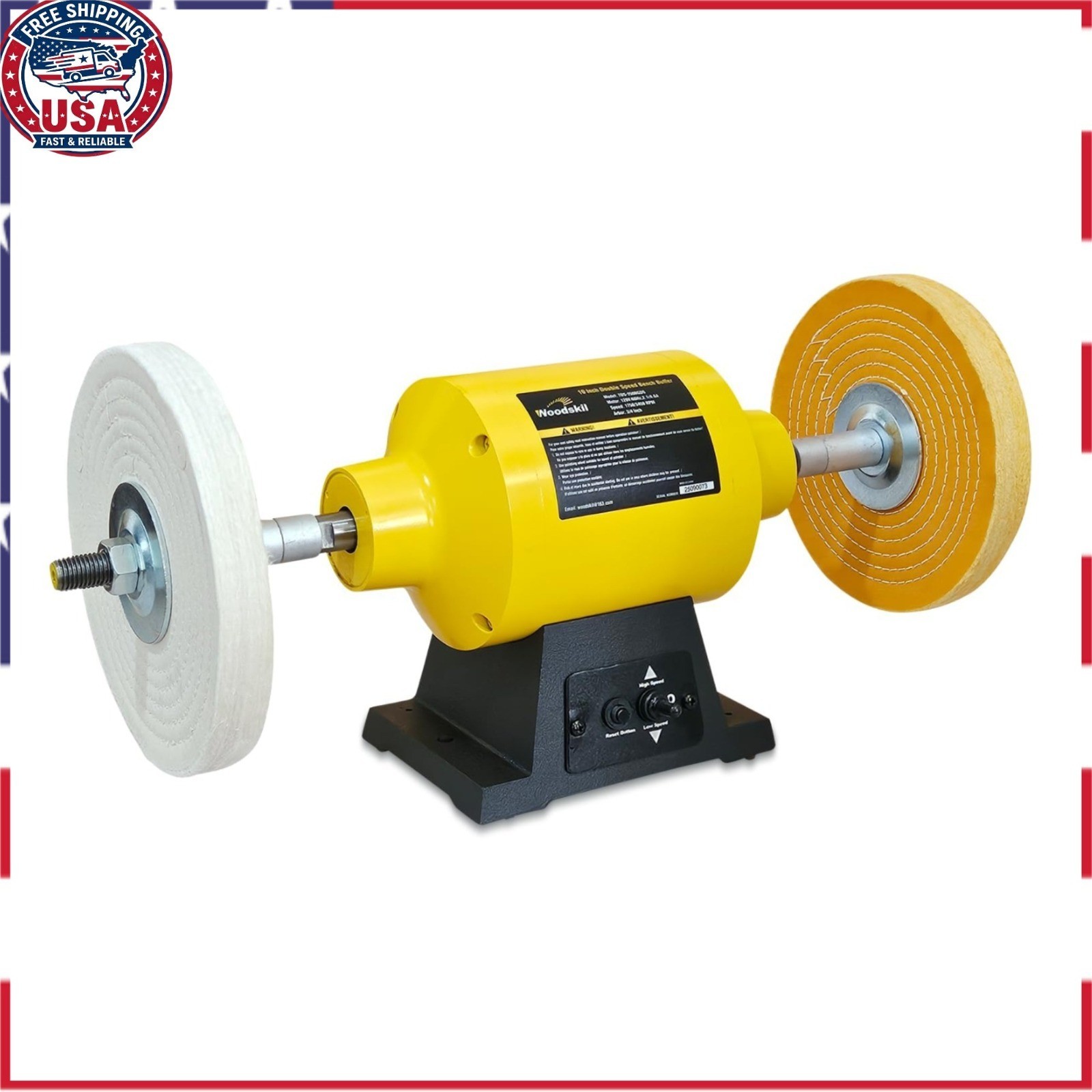 10 Inch Bench Buffer Polisher Electric Dual Speed 1750/3450RPM