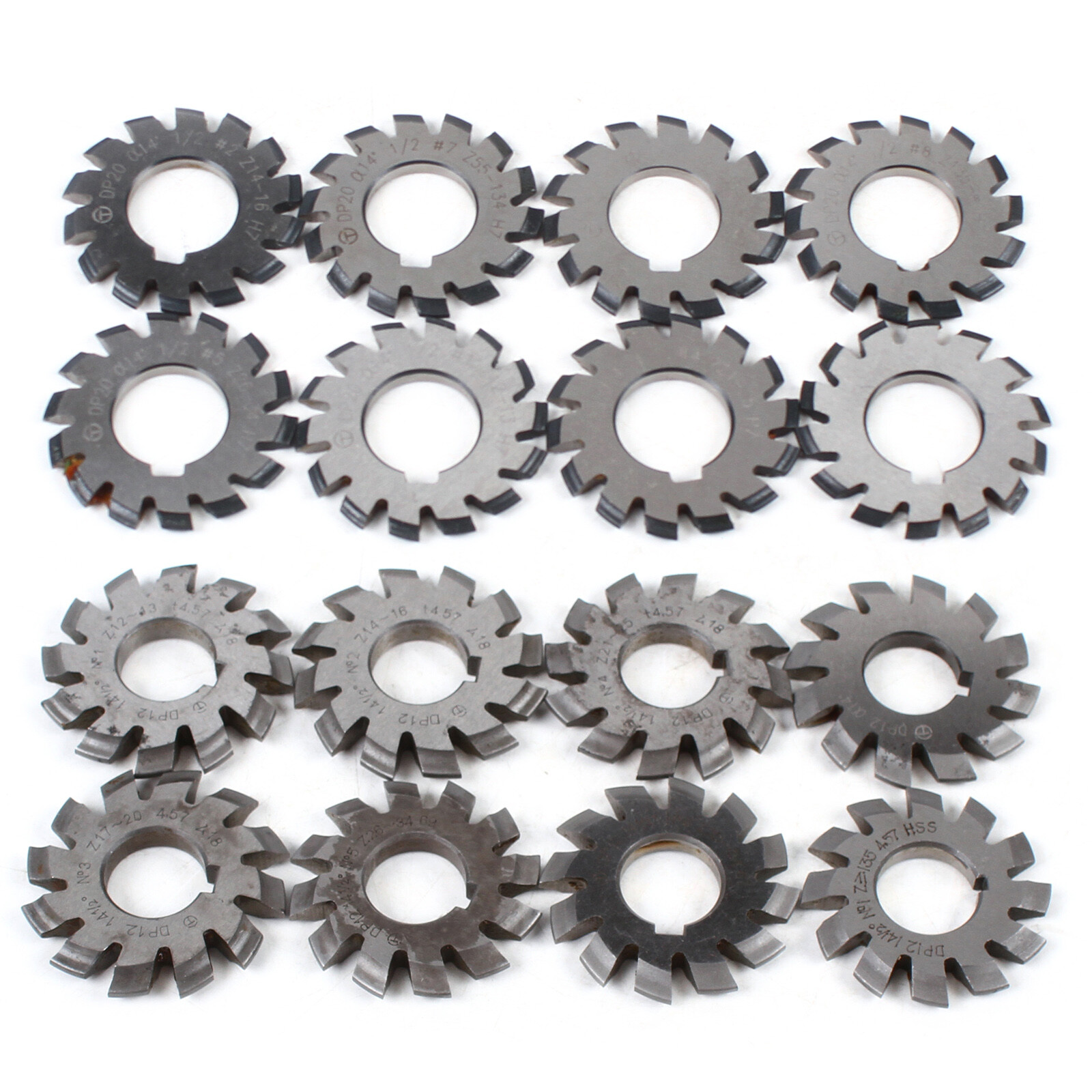 8Pcs Involute Gear Cutter DP20 DP12 PA14-1/2 HSS 8H Set 14.5° Tool Dia 55mm