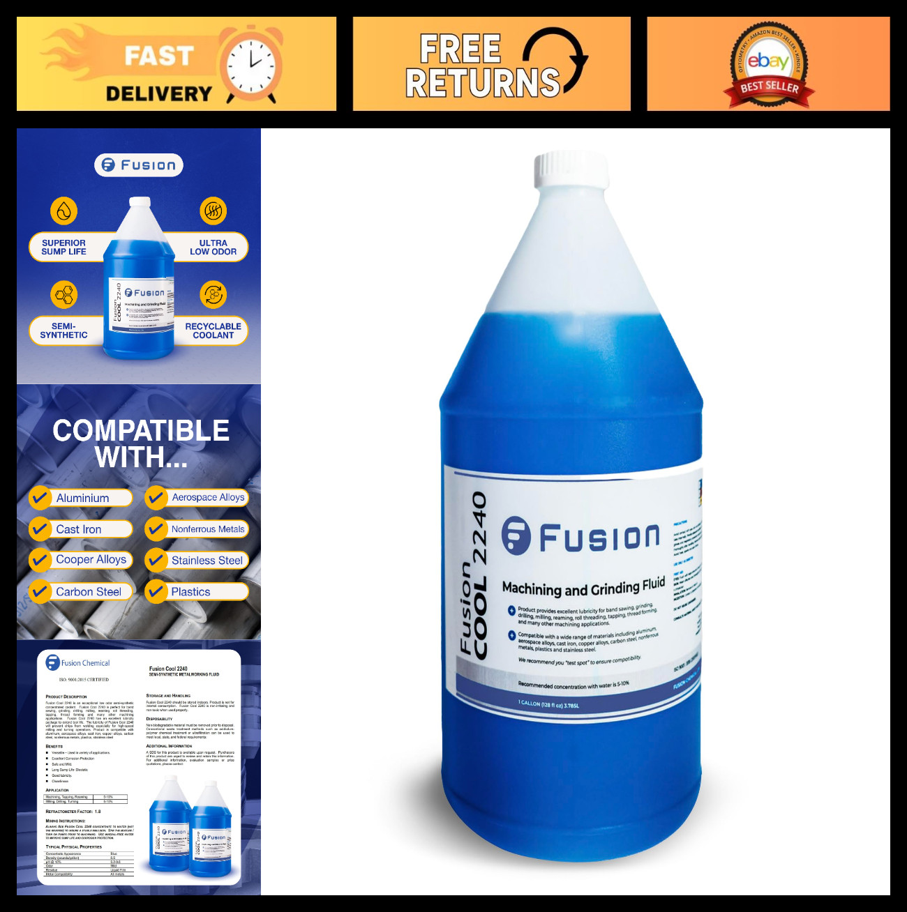 Metal Cutting Oil – Semisynthetic Cutting Fluid for Machine Shops, 1 Gallon, Coo