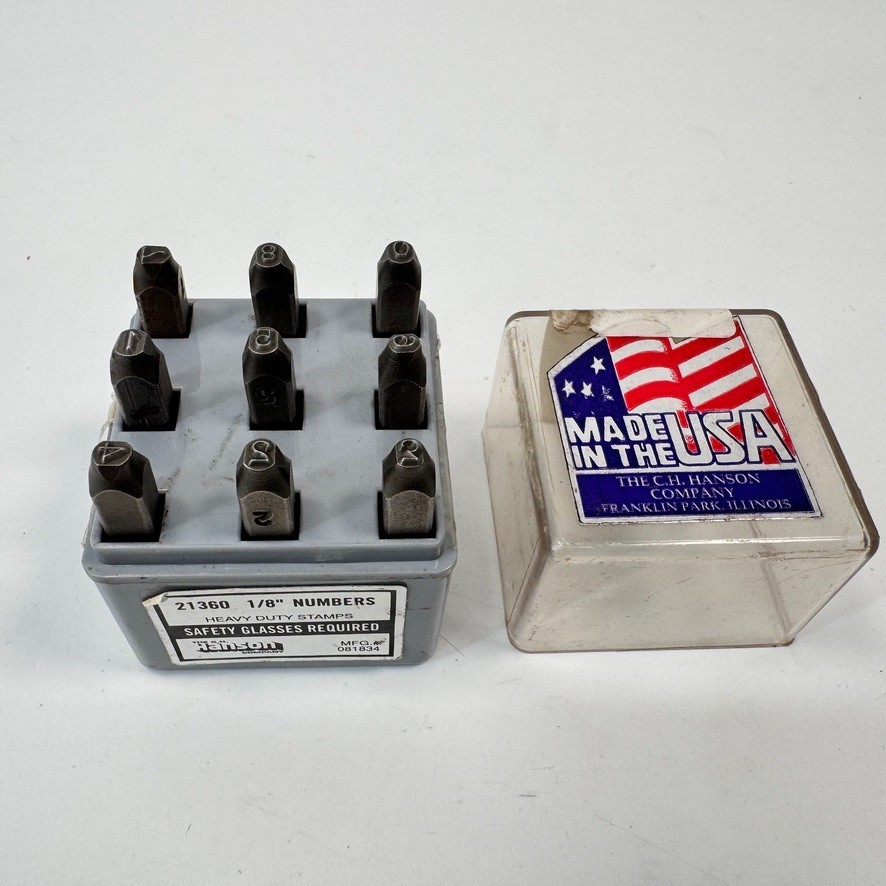 Hanson Tools USA 21360 9-Piece Heavy Duty 1/8″ Numbers 0 – 9 Steel Stamp Set