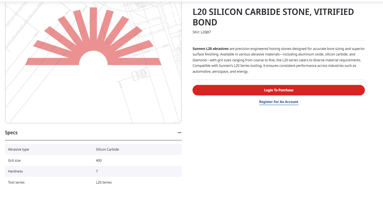 L20-J87 Sunnen 400 Grit Silicone Carbide L20 Mandril (Set Of 4 Stones)#12