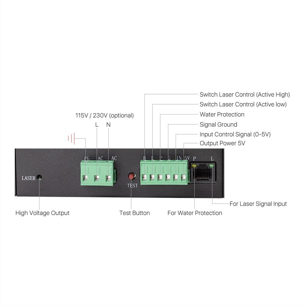 90W CR Series Upgraded Metal Head CO2 Laser Tube & 110V CO2 Power Supply