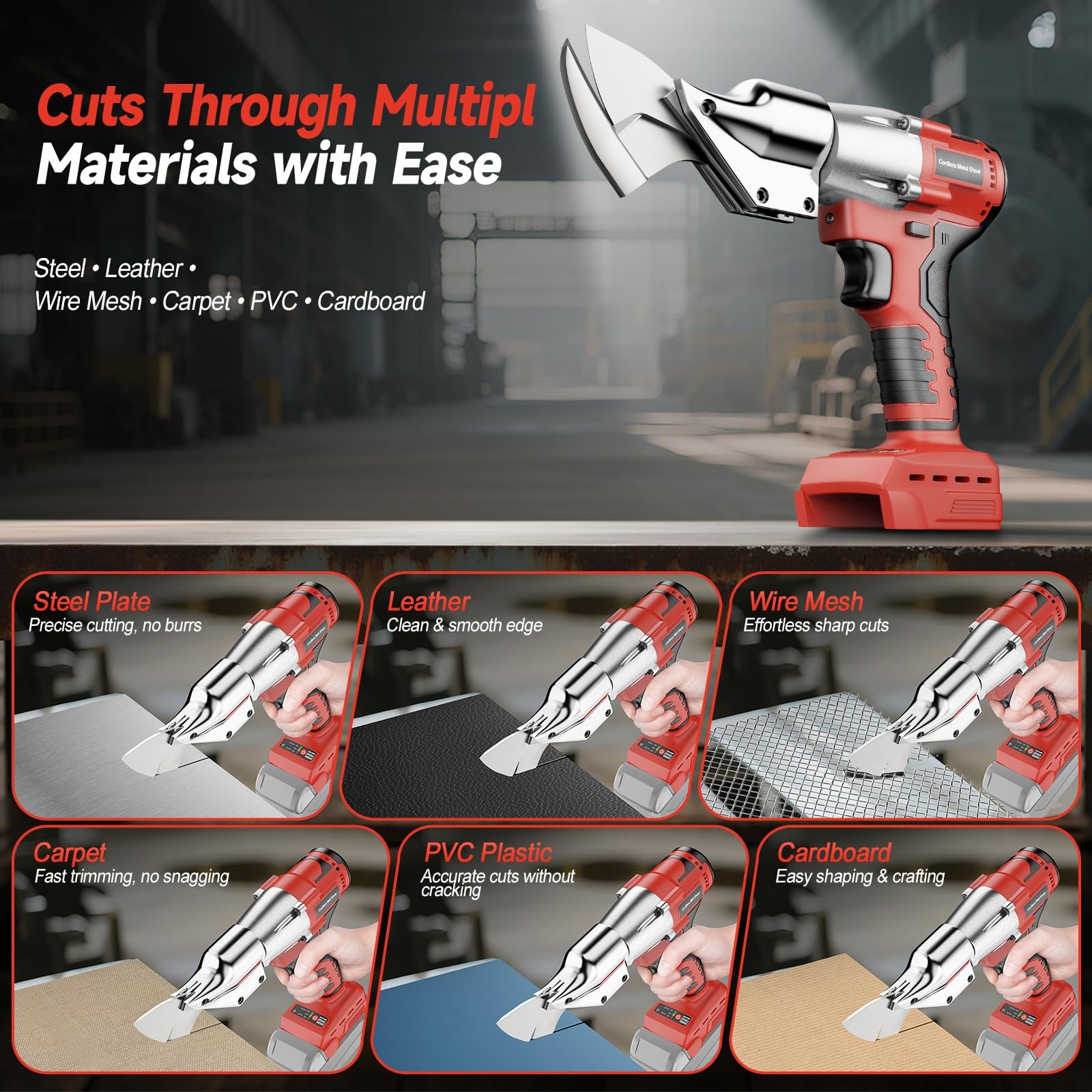 Cordless Metal Shears Compatible with Milwaukee 18V Battery, Brushless Motor …