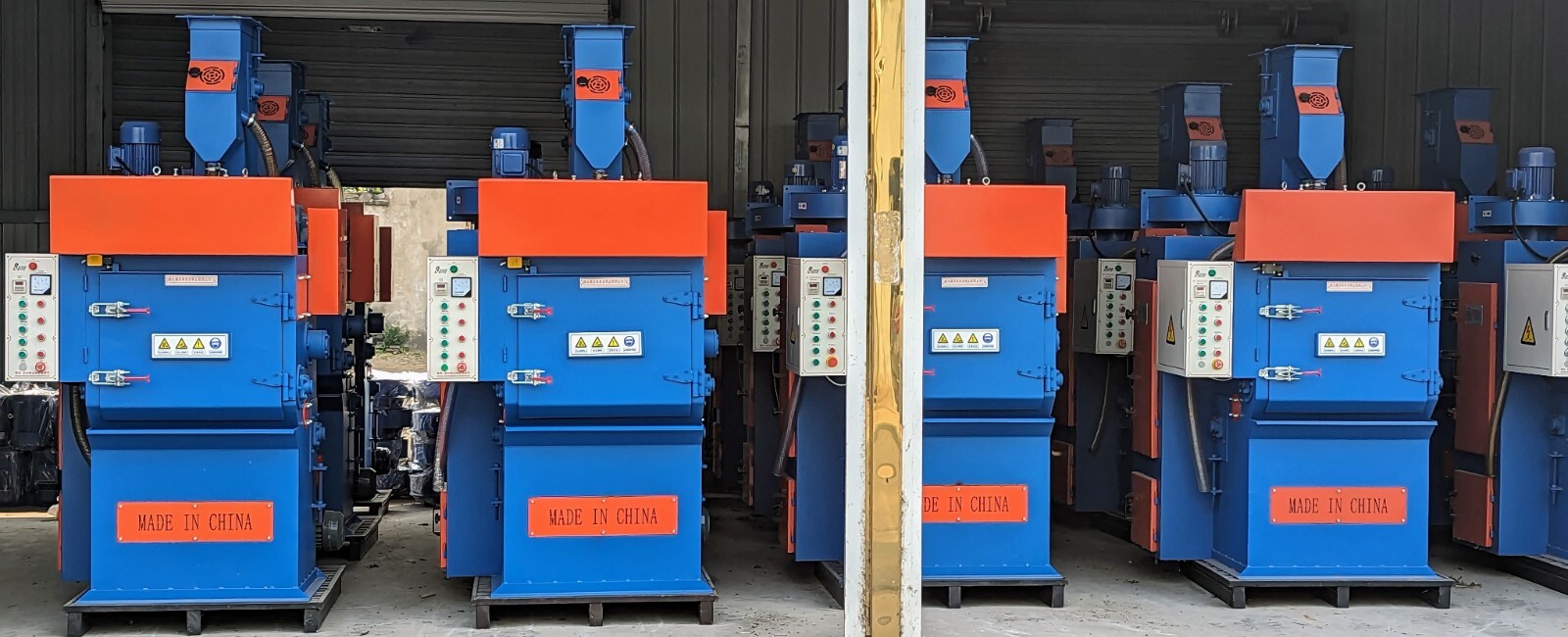 1.5 Cubic Foot Rubber Belt Tumble Shot Blast System with Dust Collector