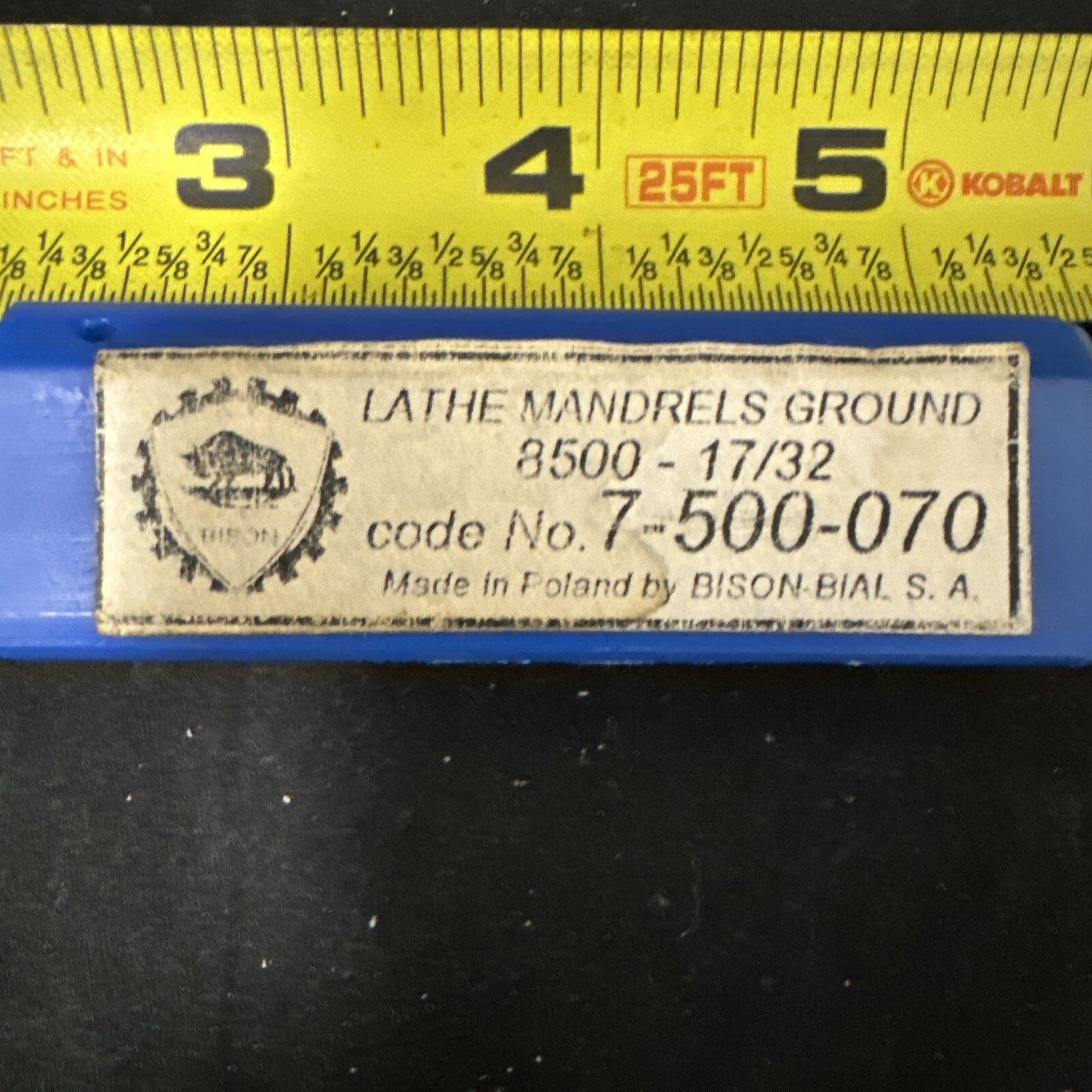 Lathe Mandrels Ground 8500-17/32; Code No. 7-500-070