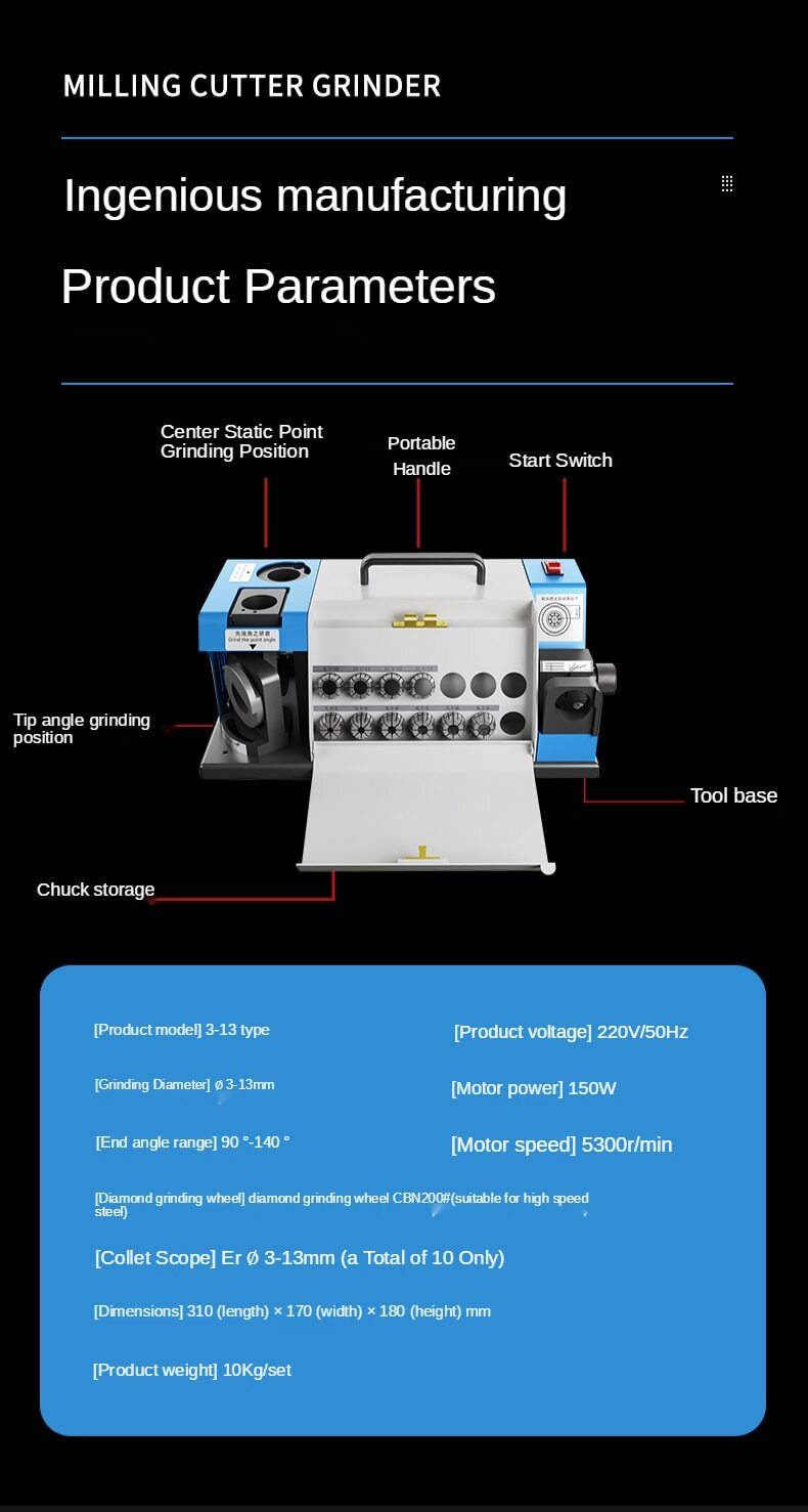 High Precision Automatic Drill Grinding Machine Twist Drill Special 220V 150W
