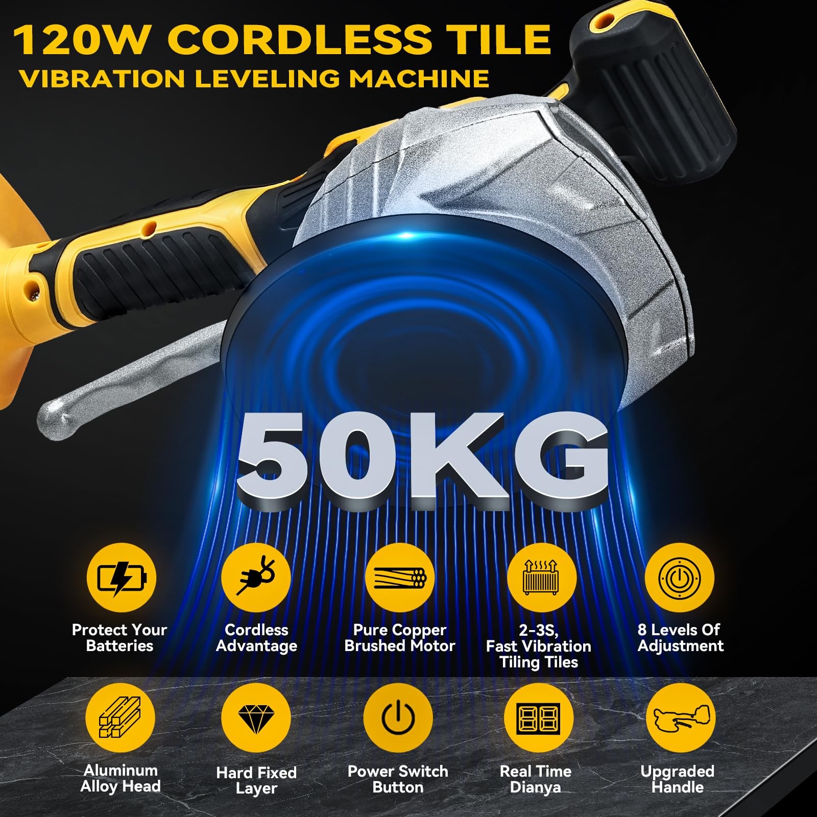 Cordless Tile Vibration Tool Compatible with DeWALT 20V Battery: Portable Tiler