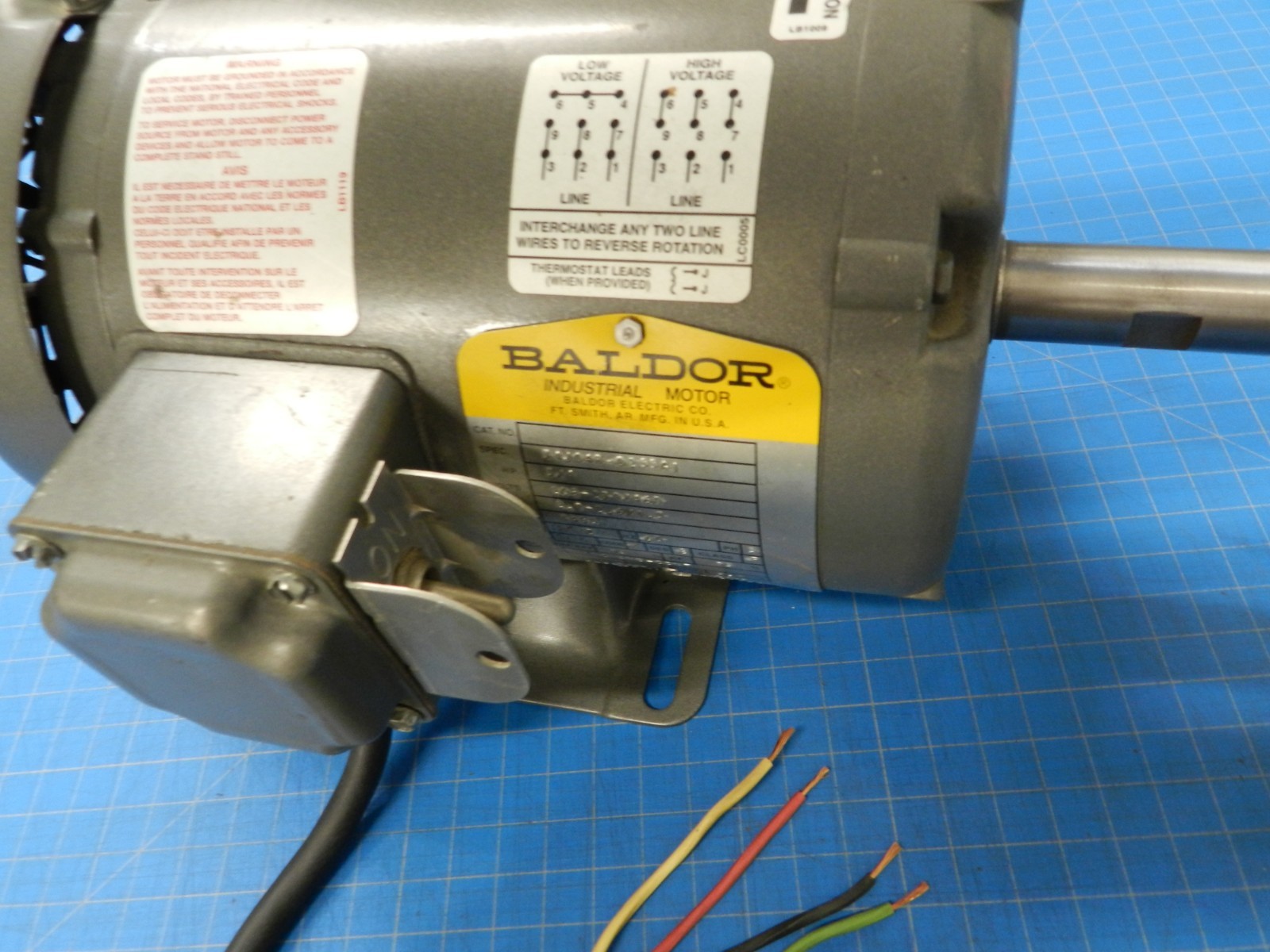 Baldor Industrial Motor 3/4HP, 1750 RPM, 3 Phase Motor with 5/8” Threaded Shaft