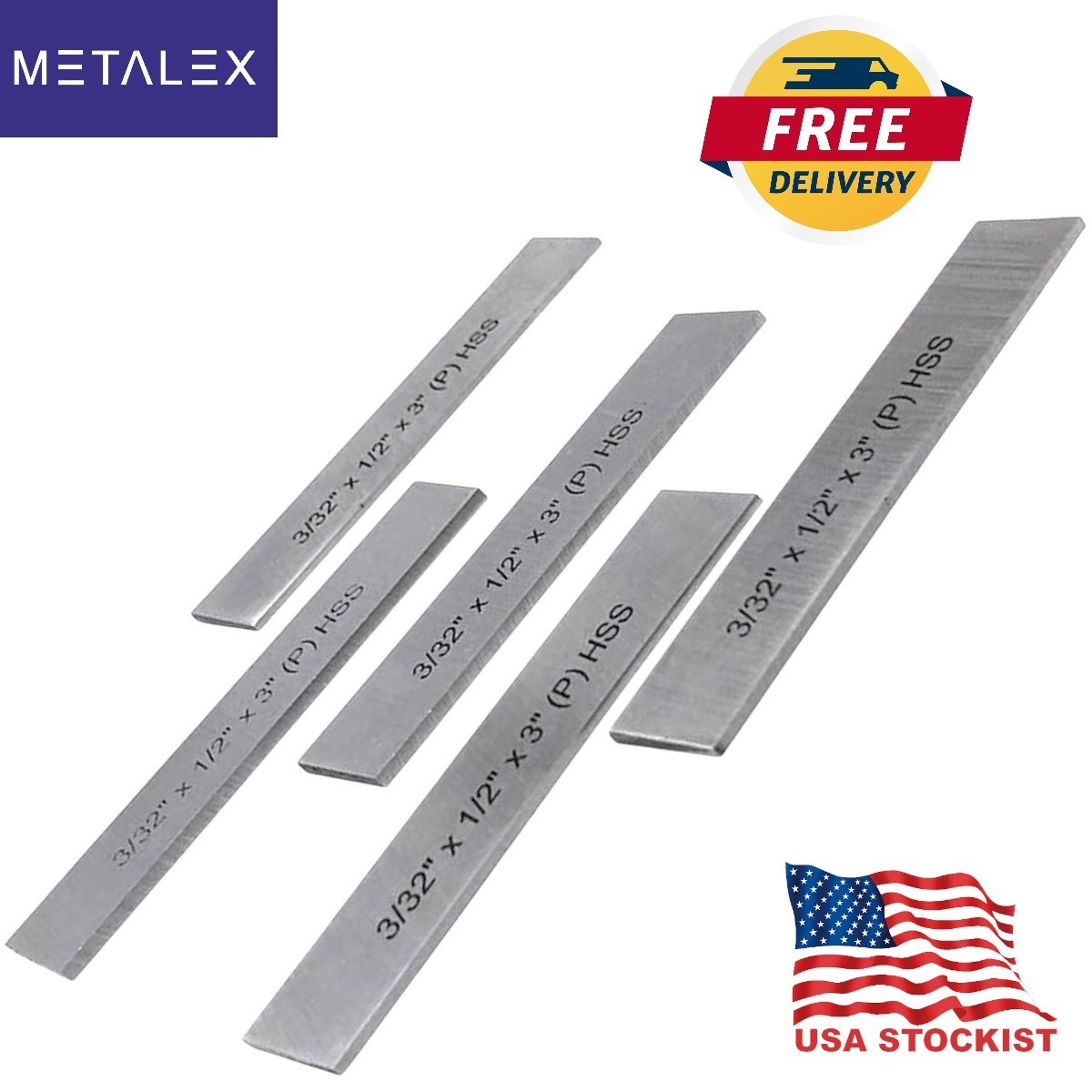 5x Cut Off Blade (3/32″ x 1/2″ x 3″) M2 Grade HSS Hardened & Ground Parting Tool