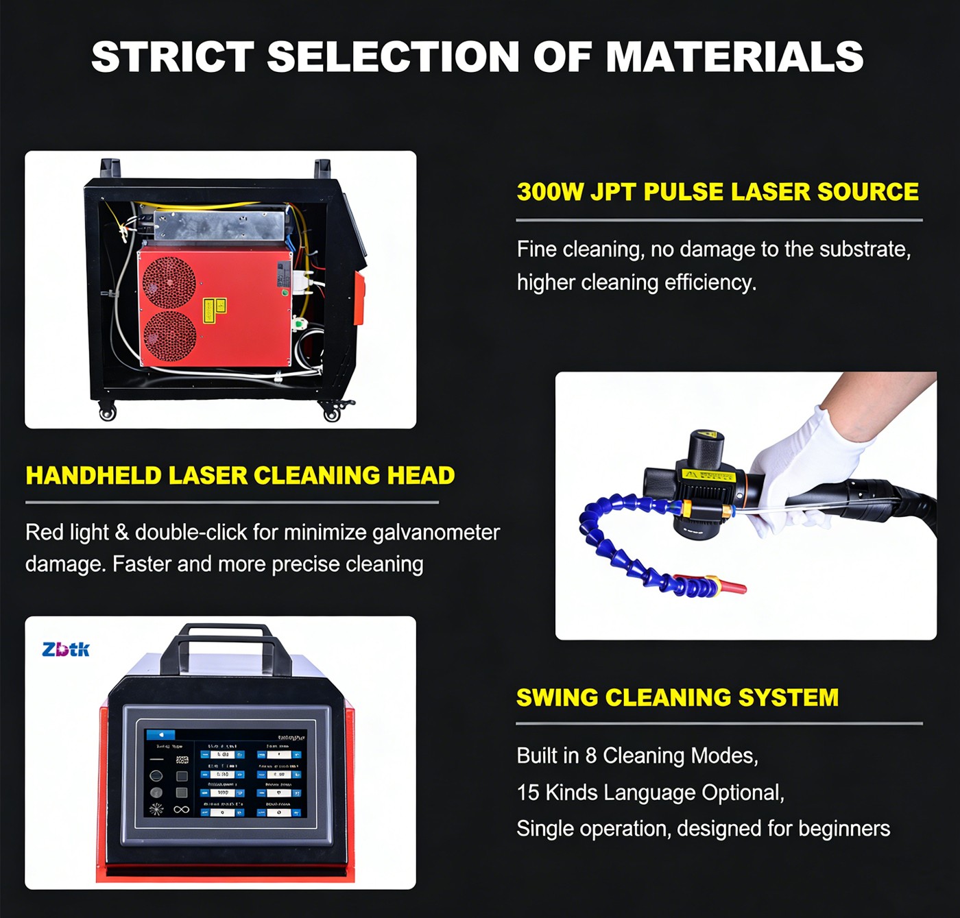 JPT 300W Pulsed Laser Cleaning Machine Laser Rust Remover For Metal Wood Stone