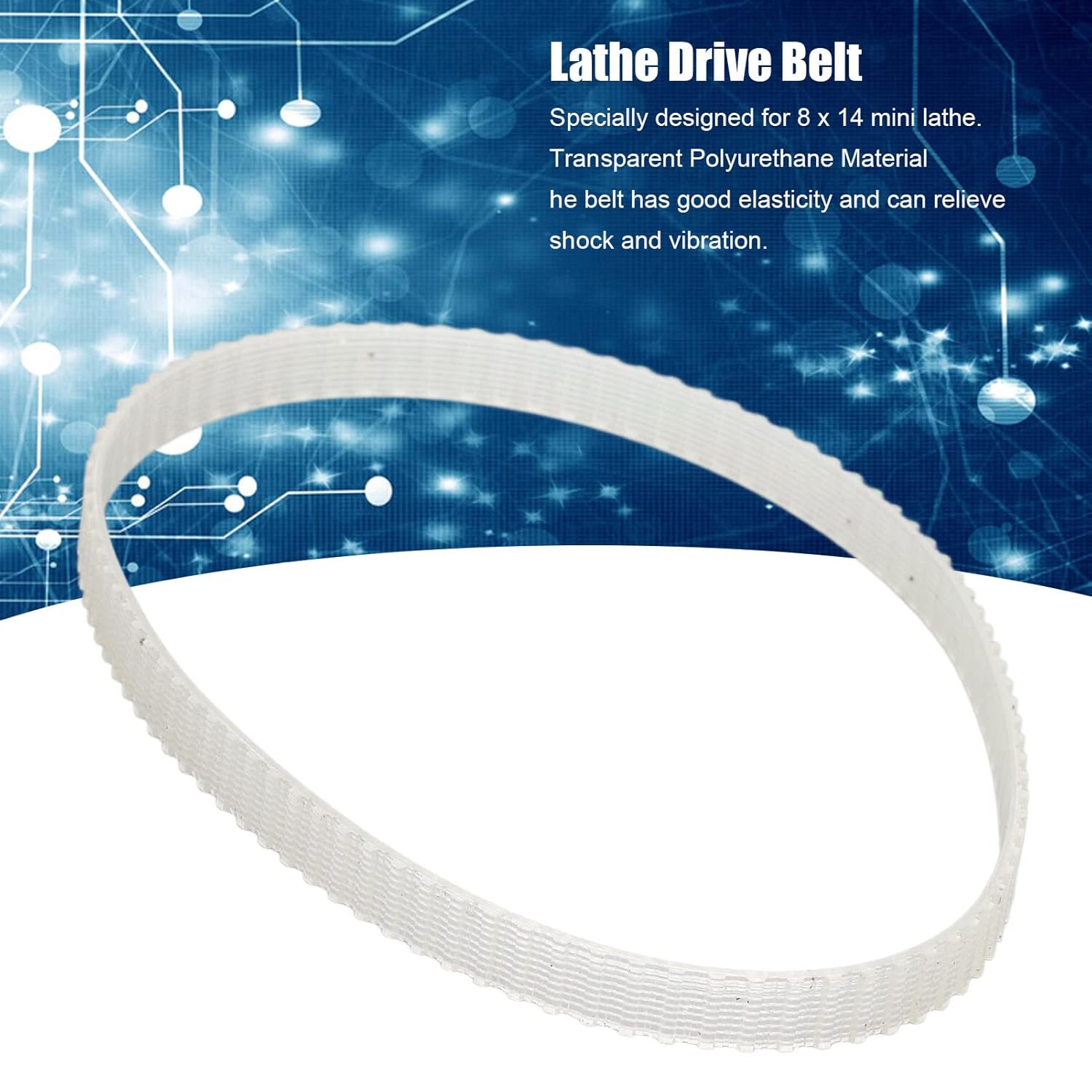 Polyurethane Lathe Belt for 8X14 Mini Lathe 1.5M X 94 Teeth Transparent Repla
