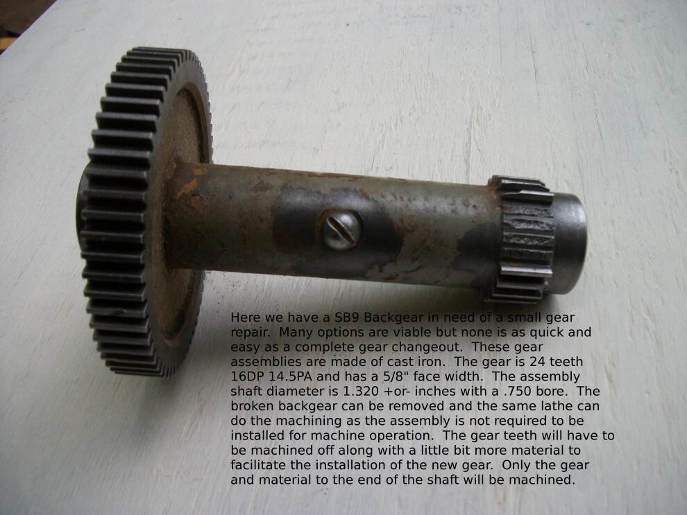 South Bend Lathe 9″ Back gear repair kit