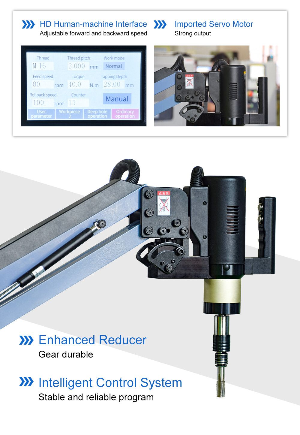 US Stock Electric Tapping Arm M4-M20 for Stainless Steel 360° High Speed Tapping