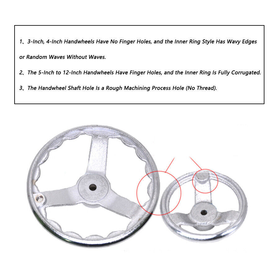 3″ – 16″ Round Iron Hand Wheel Chrome Plated Handwheel for Milling Machine Lathe