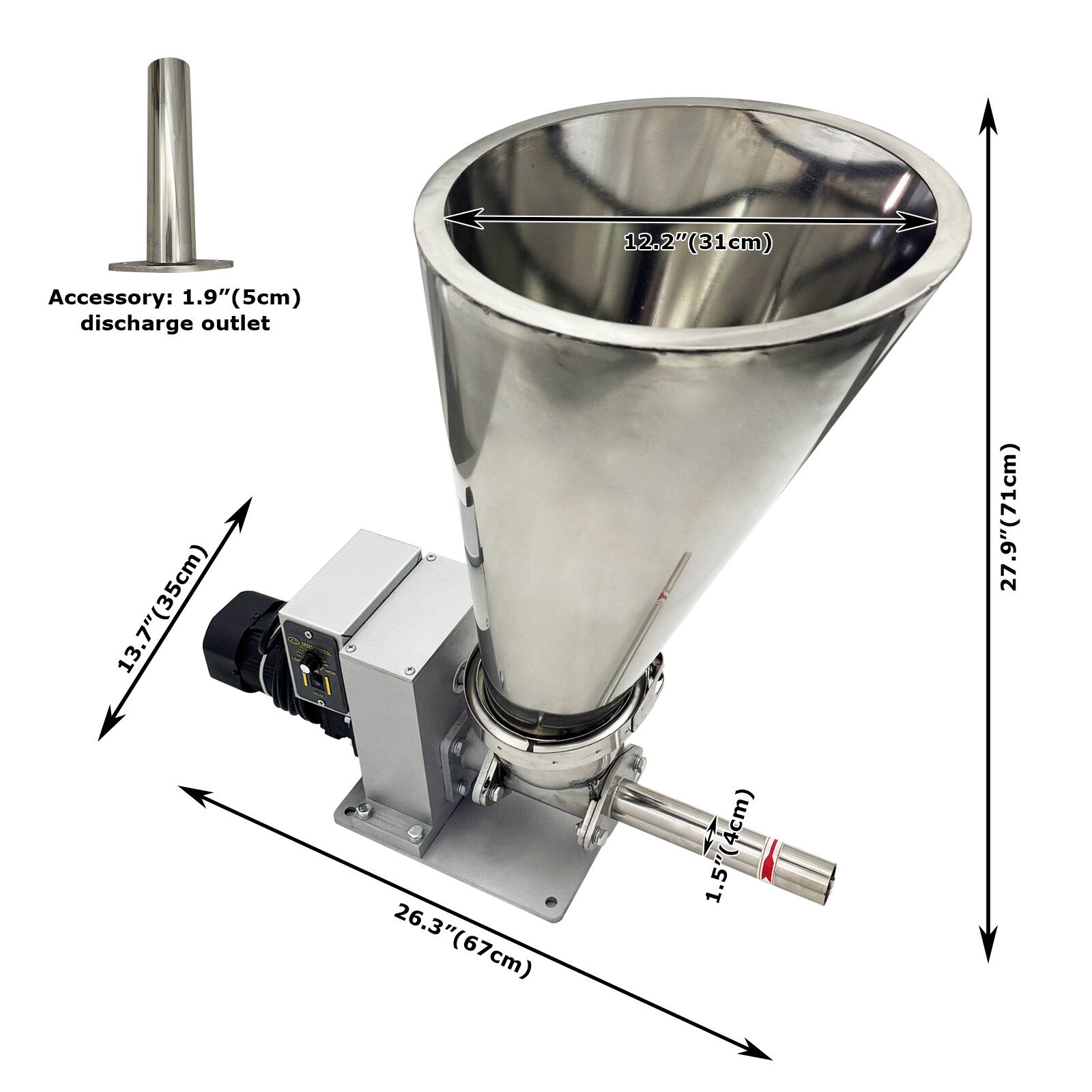Horizontal Stainless Steel Single Screws Feeder 220V Single Phase (0.6-3kg/h)
