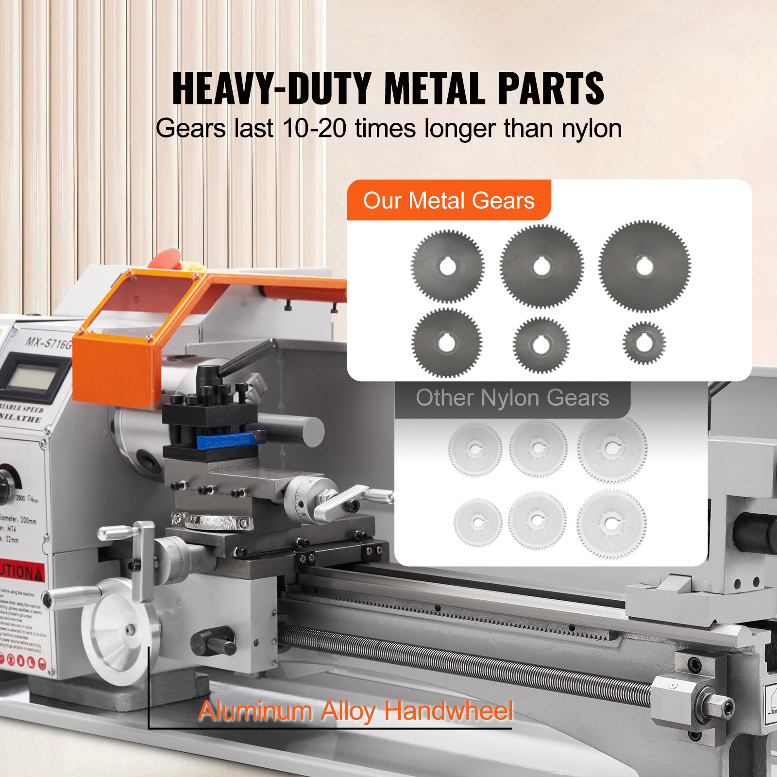 Mini Metal Lathe 7”x16” 150-2500 RPM Variable 800W Metalworking Machine