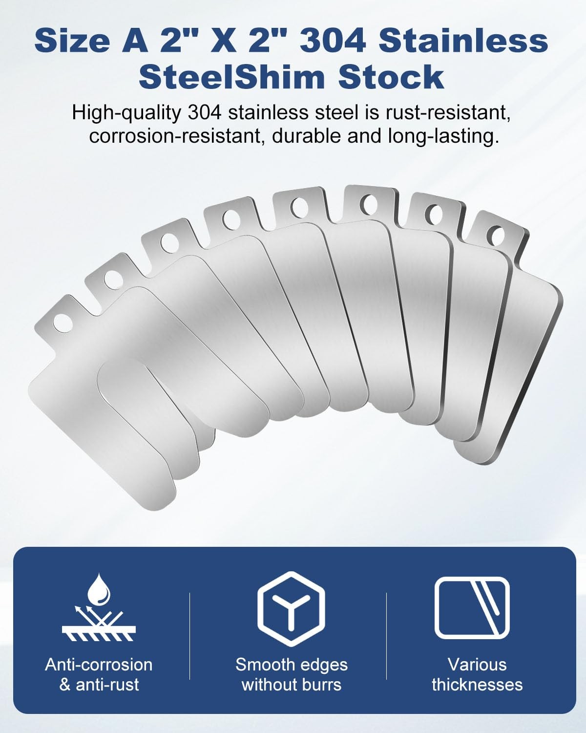 Metal Shims for Leveling, MUZIK 32 Piece Stainless Steel A 2″ x 2″, Silver
