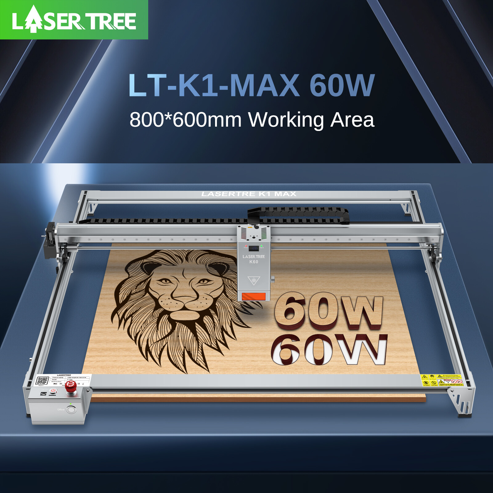 60W Optical Power CNC Laser Engraving Cutting Machine 800*600mm Engraver Machine