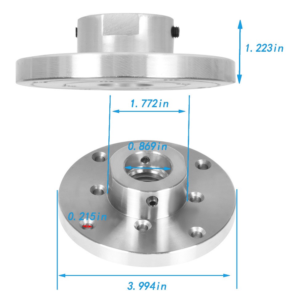 4-Inch Steel Wood Lathe Face Plate, 1 Inch x 8 tpi Threaded With Set Screws
