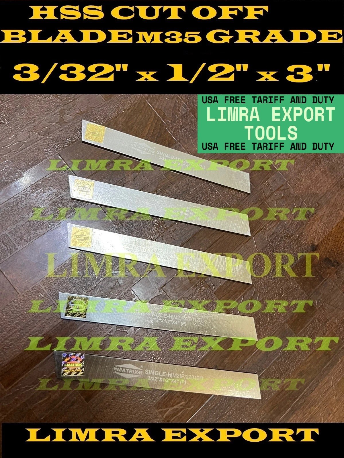 5x Cut Off Blade 3/32″ x 1/2″ x 3″ M35 Grade HSS 5% Cobalt Parting Tool HARDENED