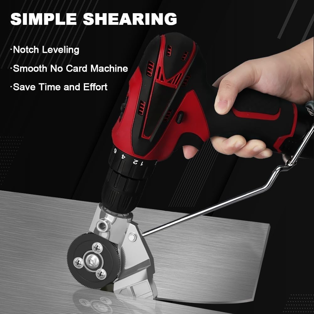 Professional Drill Attachment for Effortless Metal Cutting – 360-Degree Rotation