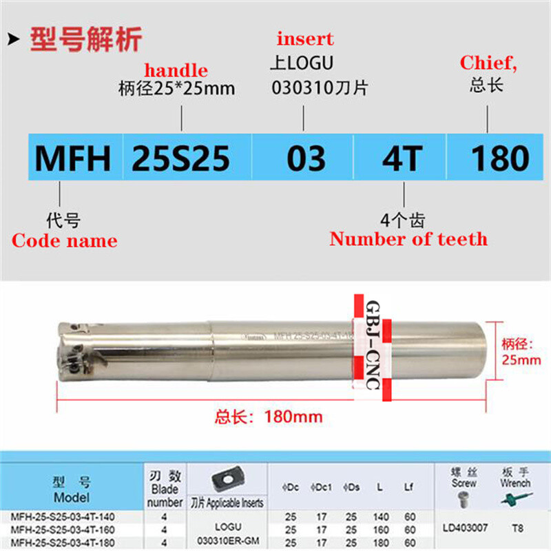 MFH 03R 16 20 25 32 50 63 80 mm diameter holder tool For LOGU0303 Carbide insert