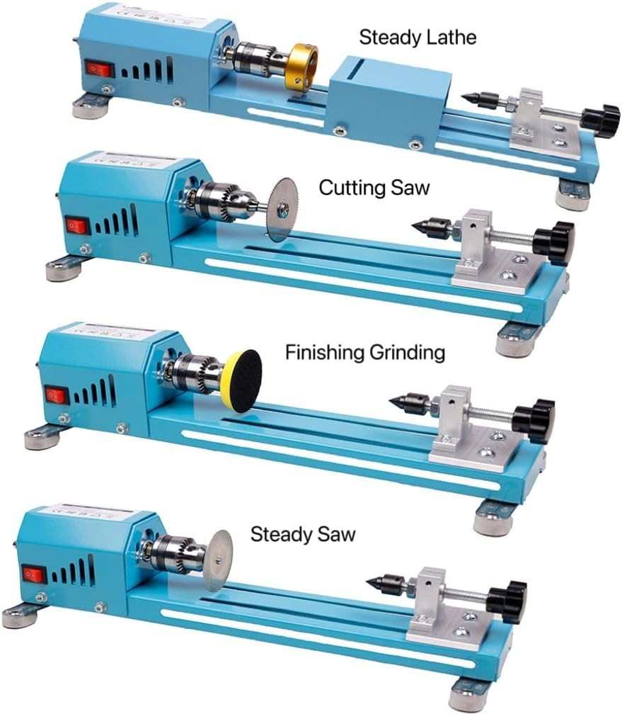 Compact and Powerful Mini Lathe for DIY Woodworking – 96W, 7-Speed Functionality