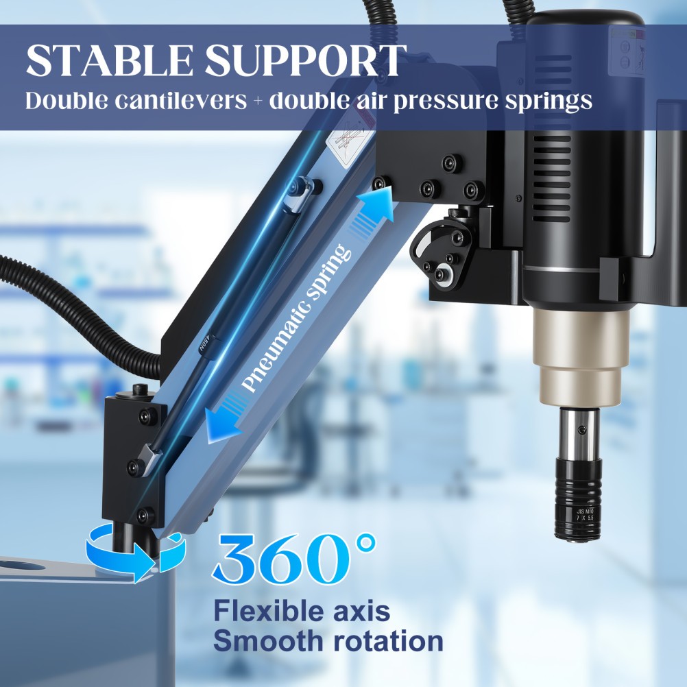 M3-M16 Electric Tapping Machine Tapper Tapping Arm Universal 360° 9X ANSI Collet