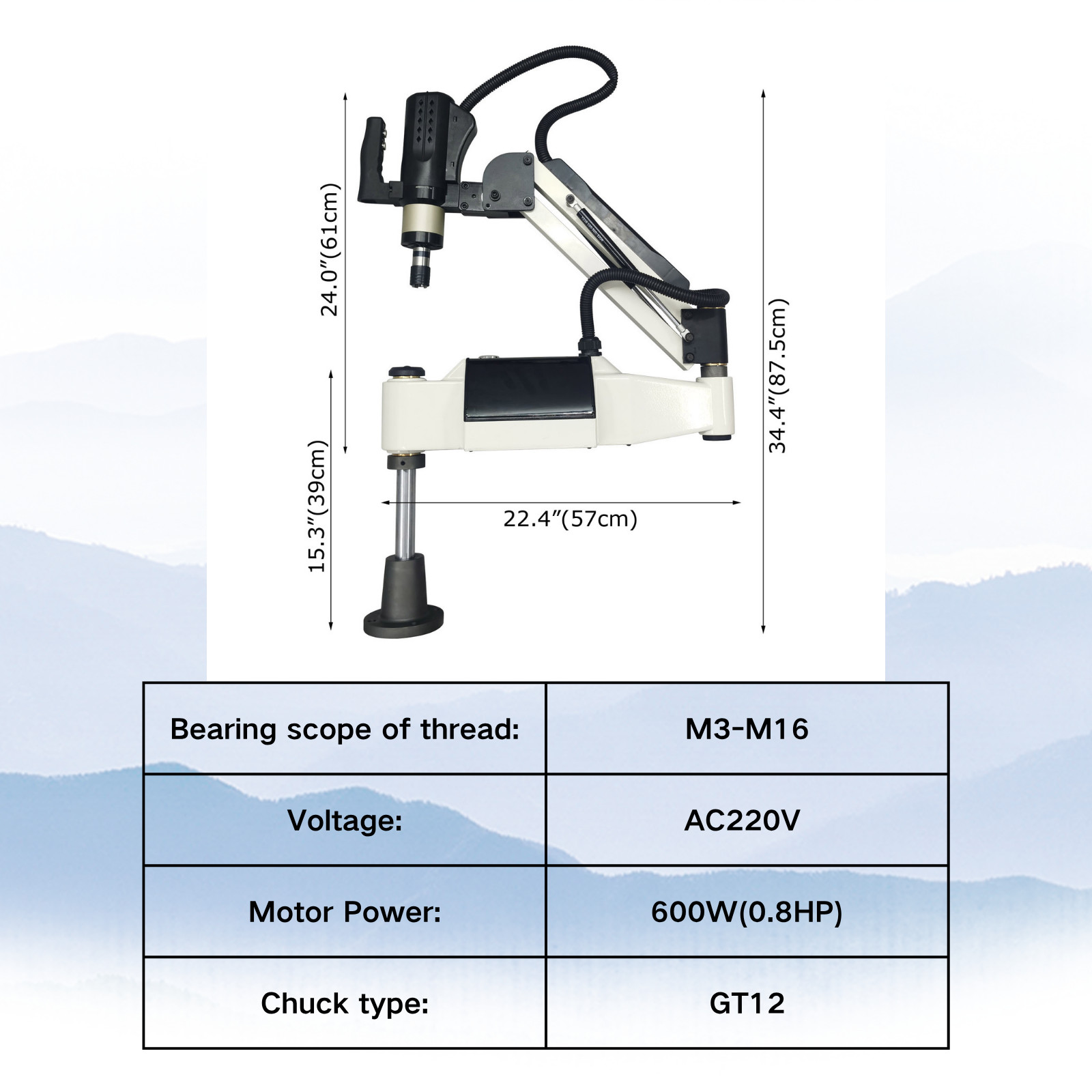 M3-M16 Vertical Electric Touch Tapping Machine 220VCollet Thread Processing Tool