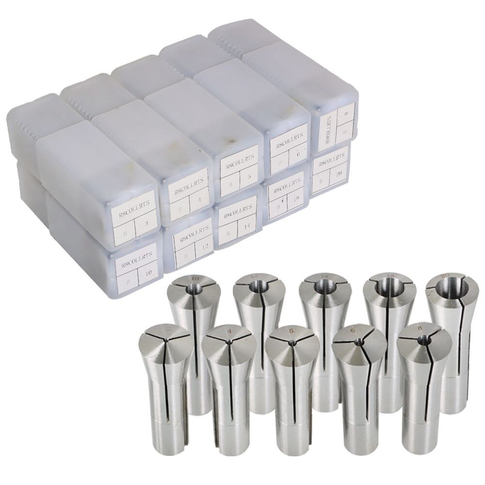 New 3mm-20mm R-8 Collet Milling Lathe 10pc Round Collets Set Milling Lathe Tool